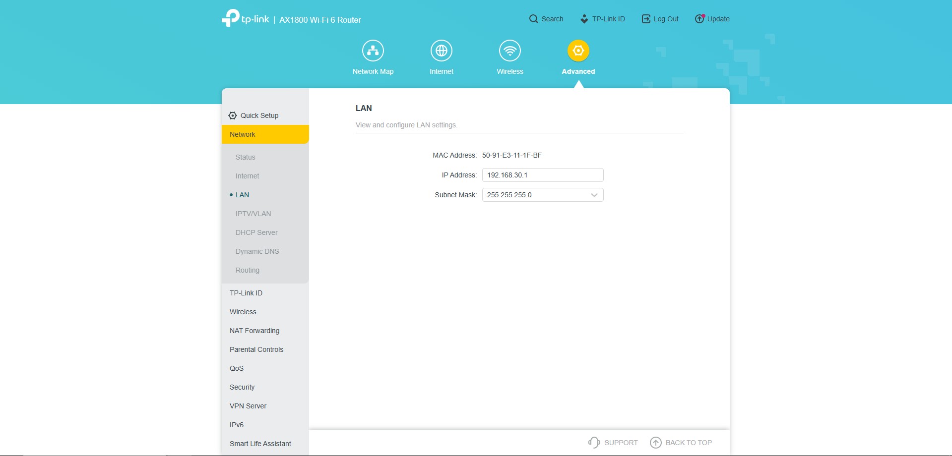 Accesspointon beállított IP Scope