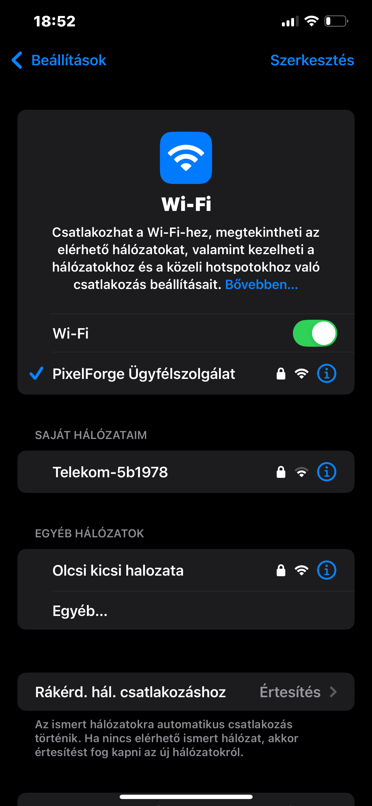 Accesspointon-ra csatlakozási teszt