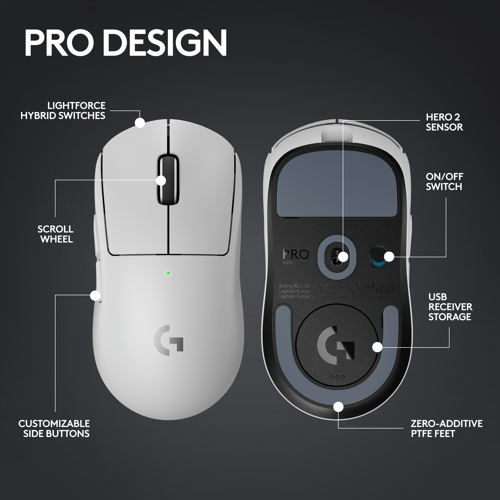 Logitech G PRO X SUPERLIGHT 2 LIGHTSPEED vezeték nélküli optikai gaming egér